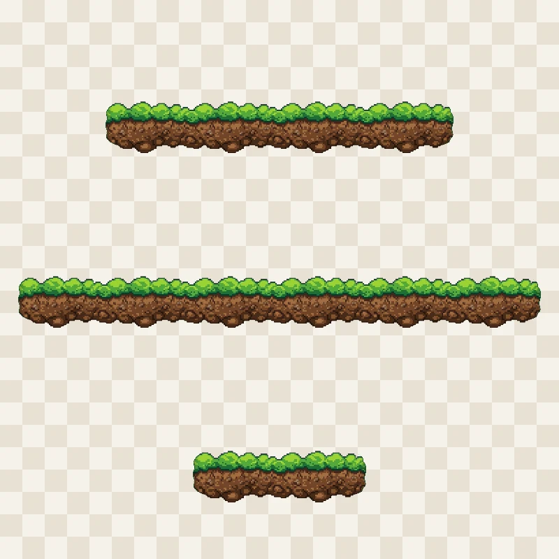 The same self-tiling platform stretched to three different lengths
