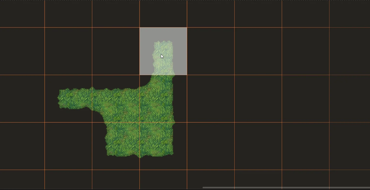 Painting terrain in the Godot editor, with edges and corners autocompleting around the stroke